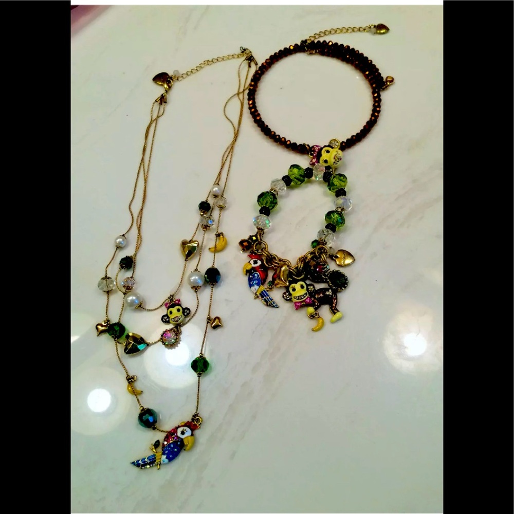 Betsey Johnson 2necklaces and a bracelet